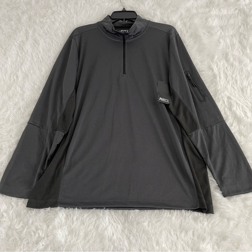AB3 men’s lightweight 1/4 zip pullover Size Large dark gray and black NWT